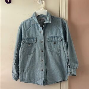 Girls light Blue Denim Button-Up Shirt